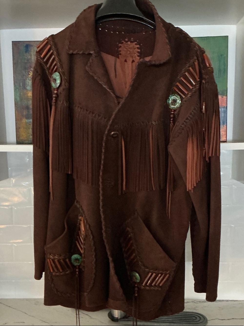 Men’s Brown Fringe Suede Jacket